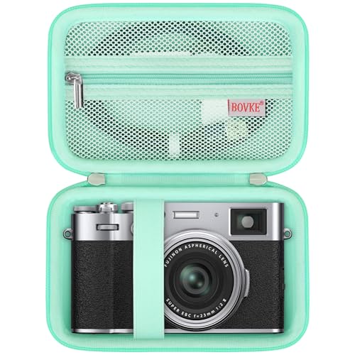 BOVKE Carrying Case for Fujifilm X100VI / X100V / X-E5 Digital Camera, Extra Mesh Pocket for Fuji Camera Accessories Charging Cables, Green - color: Green