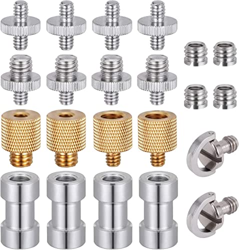 22pcs Camera Screw Adapter, KWOKWEI Camera Screw Mount Set 1/4" to 1/4" and 1/4" to 3/8" Tripod Screw Adapter Converter, Metal Camera Mount Adapter for Camera, Monopod, Ball Head, Light Stand - style: A-22Pack