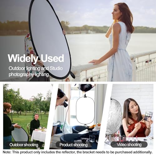 EMART 24'' x 36''(60 x 90cm) 5 in 1 Photo Collapsible Photography Reflector with Bag, Large Oval Portable Panel for Studio Video, Portraint, Outdoor Shooting -Translucent, White, Silver, Gold, Black