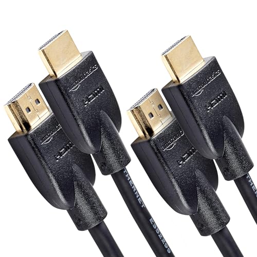 Amazon Basics HDMI Cable, 2-Pack, 10ft, High-Speed 4K@60Hz HDMI 2.0 Cord for Blu-ray, 18Gbps, 2160p, 48 bit, Ethernet, Compatible with TV/PS5/Xbox/Roku, Black - size: 10 Feet, style: 2-Pack