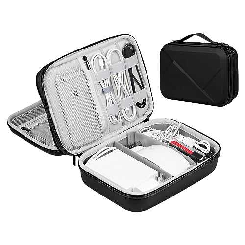 EVA Electronic Accessories Storage Case Large Shockproof Waterproof Storage Bag for Electronics Organizer Portable Cable Storage Bag for Travel or Work (Black, Double Layer) - color: Black, size: Double Layer
