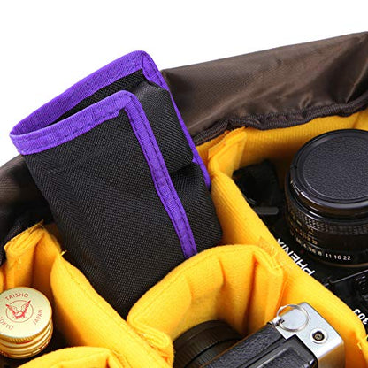 Meking 2 Pcs Battery Storage Case Bag with 4 Pockets for DSLR Camera, Suitable for AA/AAA Battery and LP-E6 LP-E8 LP-E10 LP-E12, EN-EL14 EN-EL15, NP-FW50 NP-F550 NP-FM500H - color: Purple 2pcs