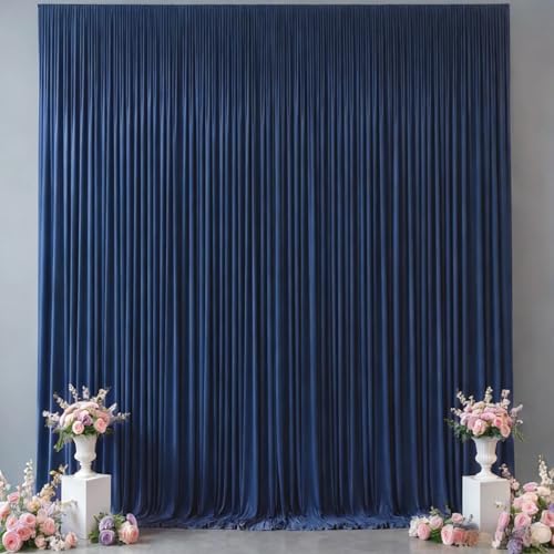 10x10FT Backdrop Curtains with Rod Pockets - Wrinkle Free Photo Stage Backdrop 2 Panels Curtains Drapes for Photography Wedding Party Baby Shower Decorations (Navy Blue) - color: Navy Blue, size: W5' x H10'(2 panels)
