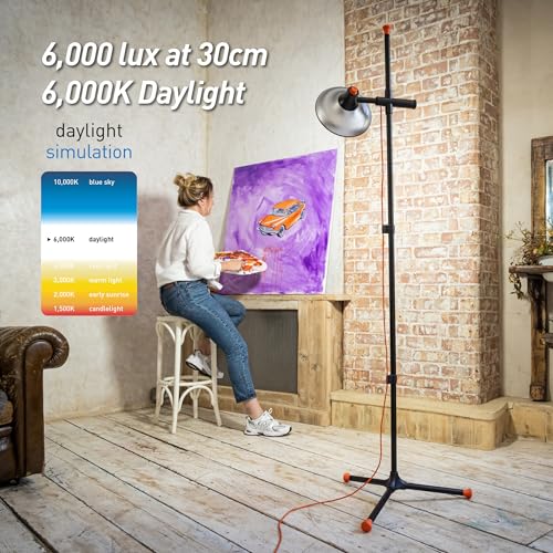Daylight Artist Studio Lamp 2-6,000 Lux LED with 95+ CRI, 24cm Wide Shade - style: Artist Floor Lamp