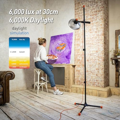 Daylight Artist Studio Lamp 2-6,000 Lux LED with 95+ CRI, 24cm Wide Shade - style: Artist Floor Lamp
