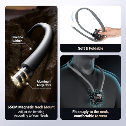 Magnetic Neck Mount for Action Camera,Magnetic Necklace Holder with Anti-Vibration Chest Strap & Quick Release,POV/Vlog Selfie Mount for Hero 13/12/11 for Insta360 Ace Pro 2 Osmo 360 Action 5Pro/4/3 - size: Black for Action Camera(Only)