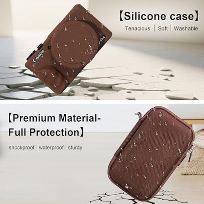 Elonbo Camera Case for Canon PowerShot G7X Mark III Digital Camera, G7X Mark III Hard Carrying Case + Soft Silicone Cover with Removable Lens Cover, Coffee Color - color: Coffee Color