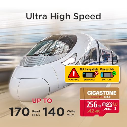 【for Switch 1 Only】 GIGASTONE 256GB Micro SD Card, 4K Game Pro MAX, A2 V30 Memory Card for Gaming Console, 4K UHD Video, Up to 170/140 MB/s, UHS-I U3 C10 with Adapter【5-Years Data Recovery】 - color: 256GB Game Pro MAX 1-Pack