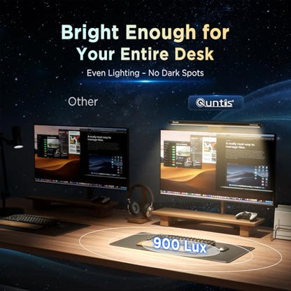 Quntis Monitor Light Bar 15.7", 24 RGB Backlight Modes for lmmersive Gaming Ambience, 900 Lux Glare-Free Computer Screen Lamp, High CRI 95 Eye Care Desk Light for Home Office - style: RGB Backlight