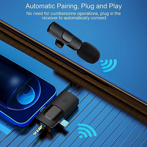 Wireless Lavalier Microphone Set, Omnidirectional High Sensitivity Pickup, Rechargeable Lithium Battery Design, One-Click Connection, Intelligent Noise Reduction, Ideal for Indoor Use