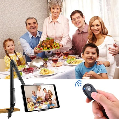 Acuvar Universal Phone Tripod Mount Adapter with Ｗireless Camera Remote, Cell Phone Holder with Adjustable Clamp for Selfie Stick Monopod Compatible with iPhone, Samsung - style: 3) Rotating Phone Mount + Remote