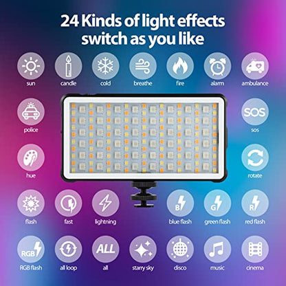 ENEGON RGB Video Light, Built-in 4000mAh Rechargeable Battery LED Camera Light Full Color 24 Common Light Effects, CRI≥95 2500-9000K LED Video Light Panel with Power Bank Function. - color: RGB Photo Fill Light