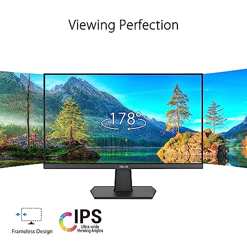 ASUS 24 Inch Frameless Monitor - 23.8-inch viewable, IPS, Full HD, 100Hz, 1080P, 1ms, Adaptive-Sync, for Working and Gaming, Flicker Free, HDMI, VESA Mountable, Tilt - VA24EHF - style: 24" 100Hz
