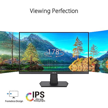 ASUS 24 Inch Frameless Monitor - 23.8-inch viewable, IPS, Full HD, 100Hz, 1080P, 1ms, Adaptive-Sync, for Working and Gaming, Flicker Free, HDMI, VESA Mountable, Tilt - VA24EHF - style: 24" 100Hz