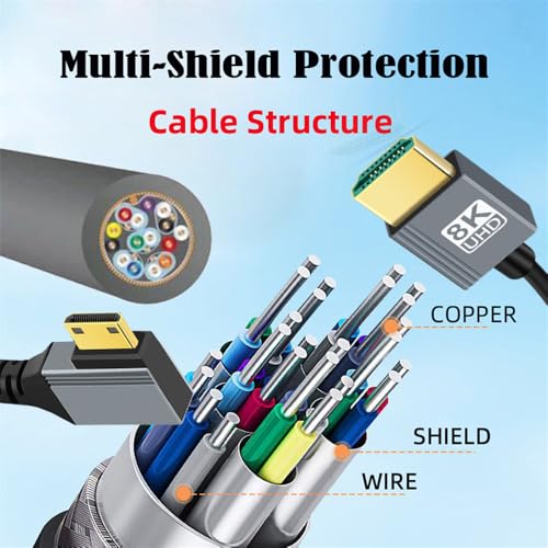Cable Mini HDMI 2.1 Male to HDMI Male 8K 60hz Stretch Coiled Cable Left Angled 90 Degree for HDTV Computer Laptop Monitor - style: Mini HDMI Left Angled