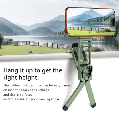 COMAN DP58 Magnetic Phone Tripod, Aluminum MagSafe Tripod Stand with Carabiner, Mini Portable Travel Pocket Stand for iPhone & Non-Magnetic Phones with Included Ring - color: Green
