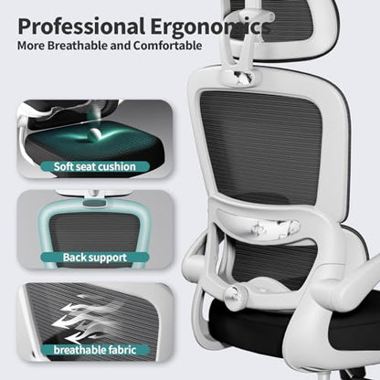 TRALT Office Chair Ergonomic Desk Chair, 330 LBS Home Mesh Office Desk Chairs with Wheels, Comfortable Gaming Chairs (1, Black & White) - color: Black & White