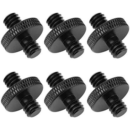 6 Pack 1/4" Male to 1/4" Male Threaded Tripod Screw Adapter Double Sided Standard Mounting Thread Converter for Camera Cage Mount - color: Aluminium Alloy