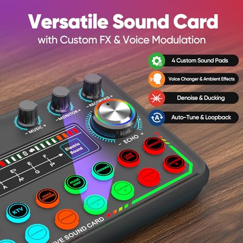 2026 Upgraded Podcast Equipment Bundle for 2, Recording Studio Kit with Dual Condenser Microphones, Audio Interface Mixer (4 Custom Sound Effects), Easy Setup for Podcasting, Streaming & Gaming