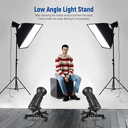 NEEWER Pack of 2 Heavy Duty Light Stands with Wheels, 2.4 Feet Max. Height, Foldable Tripod for Low Angle Shooting, Lighting Stand for Softbox, Monolight and Other Photography Equipment, ST72 - style: 2 Pack