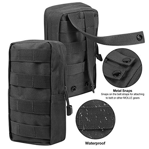 3 Pack Molle Pouch Combo Water Bottle Pouch Holder Tactical Molle Pouches Compact Utility Waist Bag Pack - color: Combo A:Black