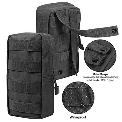 3 Pack Molle Pouch Combo Water Bottle Pouch Holder Tactical Molle Pouches Compact Utility Waist Bag Pack - color: Combo D:Black