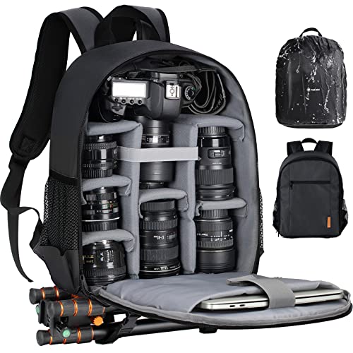 TARION Camera Backpack Bag Small - Professional DSLR Photography Case with 13 inch Laptop Compartment & Waterproof Rain Cover & Bottom Tripod Holder for Men Women Photographers - Black TB-S - color: Black, size: Small