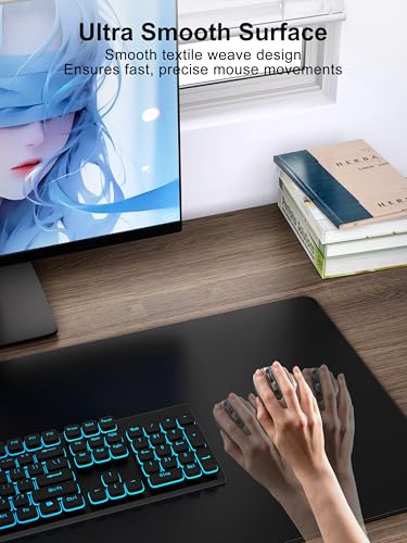 TopMade Mouse Pad with 15W Fast Wireless Charging, 35.43"x15.75" XXXL Large Gaming Waterproof Desk Pad with Ultra-Smooth Surface, Non-Slip Base, Classic Black Computer Desk Mat for MacBook, PC, Laptop - color: Black-35.4"x15.8"
