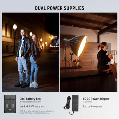 NEEWER MS150B 130W Bi Color LED Video Light, Mini COB Portable Photography Lighting with App Control,2.4G Mode, Bowens Mount Continuous Output Lighting, 200000 lux/0.5m, 2700K-6500K, CRI97+, 12 Scenes