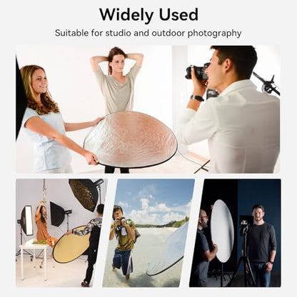 UTEBIT 24"/60cm Reflector Photography with Stand, Include Light Clamp & Bag | 5-in-1 Collapsible Photography Reflector Translucent/Silver/Gold/White/Black with 3/8" Thread for Studio Outdoor Lighting - size: 24 inch