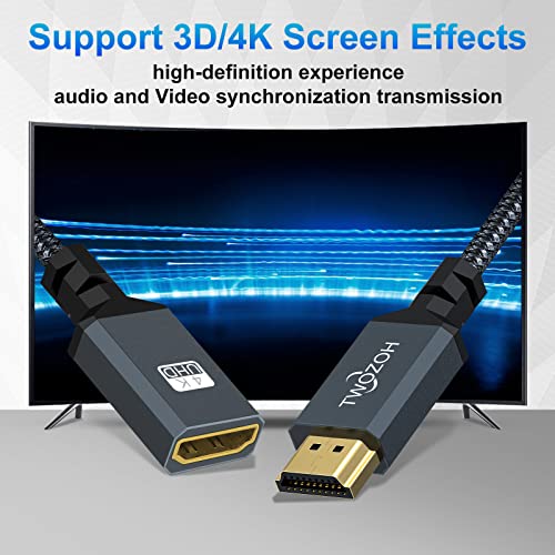 Twozoh HDMI Extender, 3.3FT HDMI Male to Female Nylon Braided Cable, 4K@60Hz 3D HDR Support - color: 4K 1-PACK, size: 3.3 FT