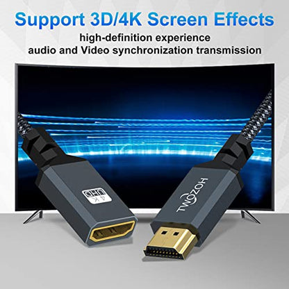 Twozoh HDMI Extender, 3.3FT HDMI Male to Female Nylon Braided Cable, 4K@60Hz 3D HDR Support - color: 4K 1-PACK, size: 3.3 FT
