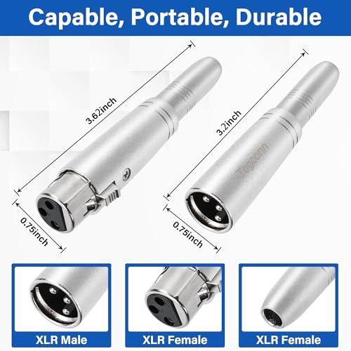 1/4" TRS to XLR Adapter Pack - 2x 1/4" Female to XLR Male/Female Adapters - color: TRS 6.35mm Female to (XLR Male & XLR Female), size: 4 Pack