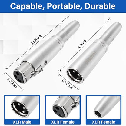 1/4" TRS to XLR Adapter Pack - 2x 1/4" Female to XLR Male/Female Adapters - color: TRS 6.35mm Female to (XLR Male & XLR Female), size: 4 Pack