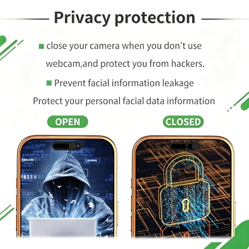 Front Camera Privacy Cover for iPhone 17/16/15/14 Pro Max Pro, Ultra-Thin Transparent Adhesive Lens Protector, Slide Design Uninterrupted Face ID, Anti-Spy Anti-Scratch Webcam Cover, 2 Black+1 Silver