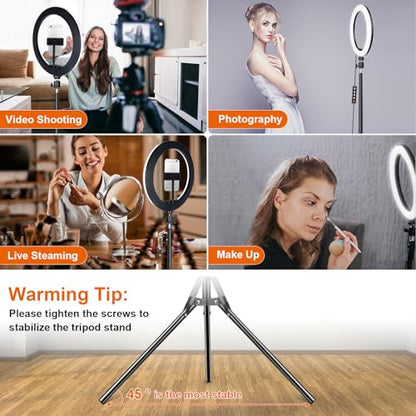 12" Selfie Ring Light with 75" Tripod Stand & 2 Phone Holder, LED Camera Ringlight with 48 RGB Colors Modes & Musical Rhythm Mode and 12 Brightness Dimmable for TikTok/Makeup/Photography/Vlog - color: 12" Musical Version