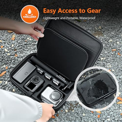 AMAZEAR Carrying Case for DJI Osmo Action 6 Accessories, Compact Hard Shell Carry Bag with Shoulder Strap, Portable Camera Case for Travel, Organization, Storage, Protection, Black
