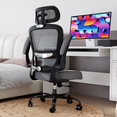 TRALT Office Chair Ergonomic Desk Chair, 330 LBS Home Mesh Office Desk Chairs with Wheels, Comfortable Gaming Chairs (1, Dark Grey) - color: Dark Grey