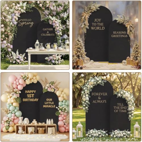 Toolterritary Metal Arch Backdrop Stand and Cover Set, 7.2FT, 6FT Party Backdrop, Easy to Assemble, Backdrop Stand for Parties, Birthday, Baby Showe - color: Black, size: 7.2ft, 6ft