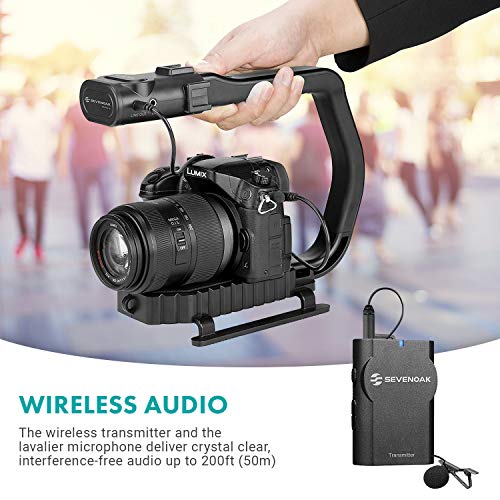 Movo MicRig-W1 Wireless Microphone Filmmaker Kit - Video Handle Stabilizer with Built-in Wireless Lavalier Microphone Compatible with Canon EOS, Nikon, Sony, Panasonic DSLR and Mirrorless Cameras