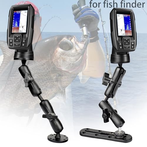 VAUBORTTI 1" Ball Mount for Garmin Striker 4,Aluminum Extension Arm with AMPS Round Plate – Fish Finder, ELD Mount – Compatible with RAM B Size Kit – T-Bolt Track System