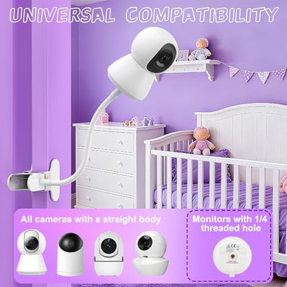 Baby Monitor Mount - Universal Adjustable Monitor Flex Stand for Hello Baby, Nanit Pro, Infant Optics, VTech & Most Baby Monitors - Detachable Arm Camera Clip Mount with Cute Stickers for Crib - size: Monitor Mount + Sticker Pack