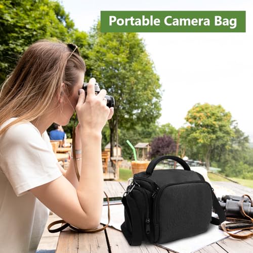 Ainiv DSLR Camera Bag, Waterproof Anti-Shock SLR Camera Case, Large Adjustable Shoulder Strap Camera Backpack, Portable Crossbody Single Shoulder Backpacks Compatible with Canon, Sony, Nikon, Black - color: Black