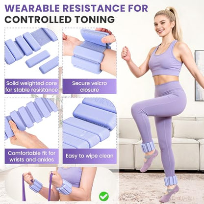 Pilates Kit for Women, 18-Piece Home Pilates Equipment Set with 14" Pilates Ring, Mini Ball, Ankle & Wrist Weights, 8 Resistance Bands, Sliders & Grip Socks