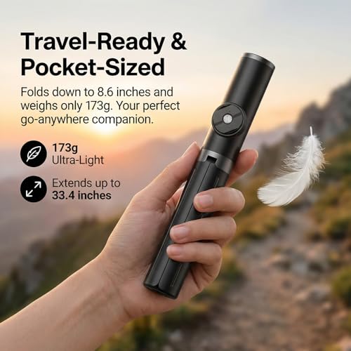 Selfie Stick Tripod Portable Extendable Cell Phone Stand with Detachable Mini Ring Light Phone Tripod Stand with Bluetooth Remote for iPhone Android for Vlogging/Travel/Live Streaming (Black) - color: Black