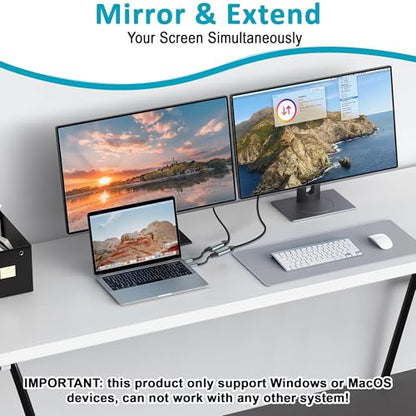 Herfair USB to HDMI Adapter USB A to HDMI Female Converter for Laptop/PC/Computer to 1080P Monitor TV Screen Projector, Support MacOS & Windows 11/10/8.1/8/7, Driver Install Required