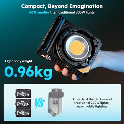 SIRUI C300XII 310W Portable LED Video Light - Ultra Lightweight 0.96kg, App & Bluetooth Control, V-Mount/AC/DC Power, 2700-6500K CCT for Studio/Outdoor - size: C300X II