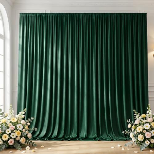 Hunter Green Backdrop Curtain - 20x10FT Back Drop Curtains for Parties Wrinkle-Free Soft Polyester Backdrop Wedding Decoration Photoground Backdrop Stain-Resistant for Back Drop Stand, 4 Panels - color: Hunter Green, size: 20 ft x 10 ft(4 panels)