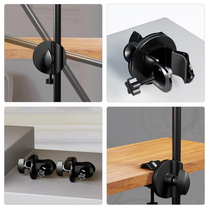 Hemobllo Mic Clamp 3.93X2.75In Microphone Holder Clip with 360 Rotating Knob for Boom Arm Desk Mount Adjustable Mic Stand Clamp for Recording Streaming Podcasting
