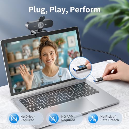 EMEET NOVA 4K Webcam for PC - Ultra 4K HD, PDAF Autofocus, Dual Omnidirectional Mics, 73° FOV, Auto Light Correction, USB-A, Privacy Cover, Ideal for High-End Business Meetings&Live Streaming - style: 4K PDAF Focus 2 Mics